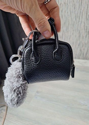 Gri Püsküllü Ayıcık ve Çanta Anahtarlık - Görsel 3