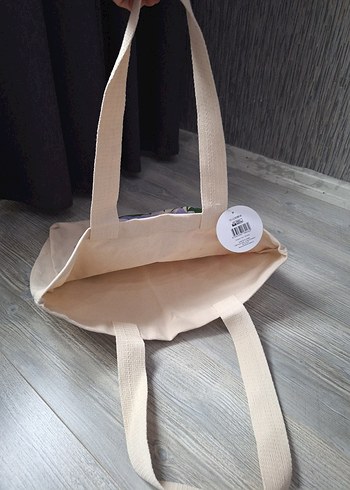 Bej Renkli Çiçek Desenli Kadın Bez Çanta - Görsel 5