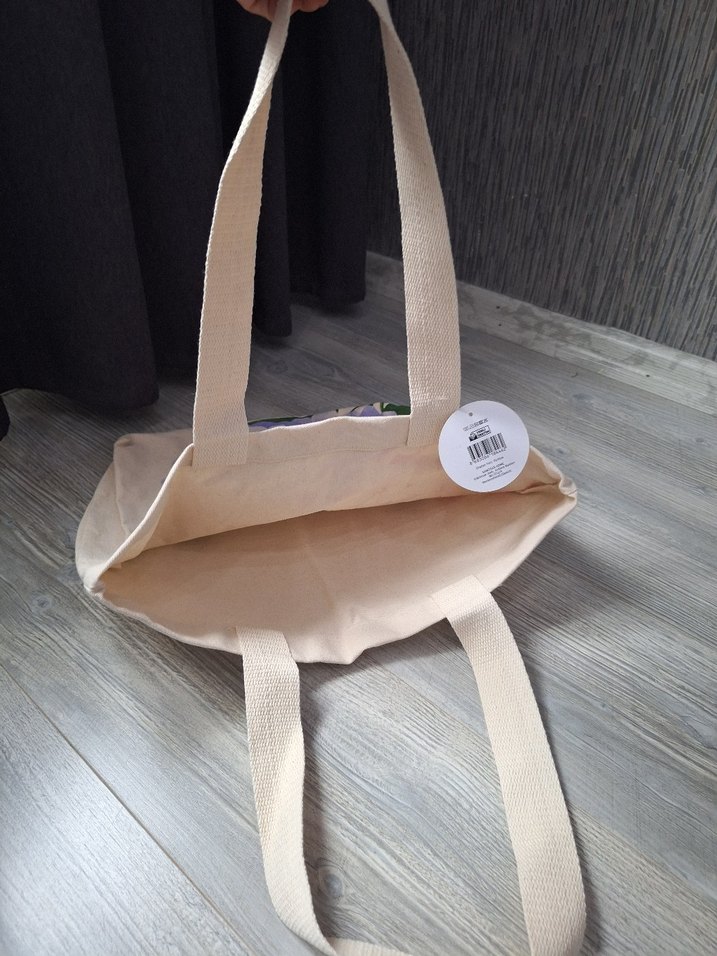 Bej Renkli Çiçek Desenli Kadın Bez Çanta - Görsel 5