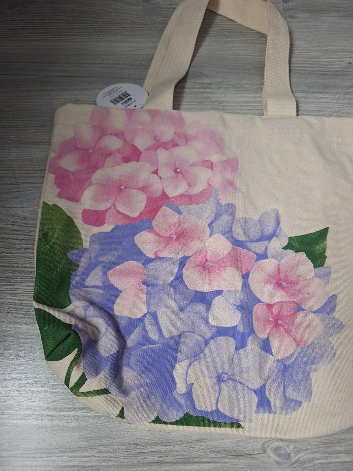 Bej Renkli Çiçek Desenli Kadın Bez Çanta - Görsel 4