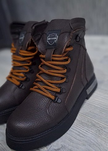 Harley davidson bot Orjinal Kahverengi deri, kemerli ve canlı - Görsel 3