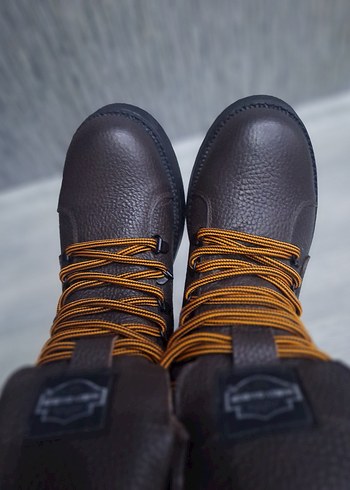 Harley davidson bot Orjinal Kahverengi deri, kemerli ve canlı - Görsel 10