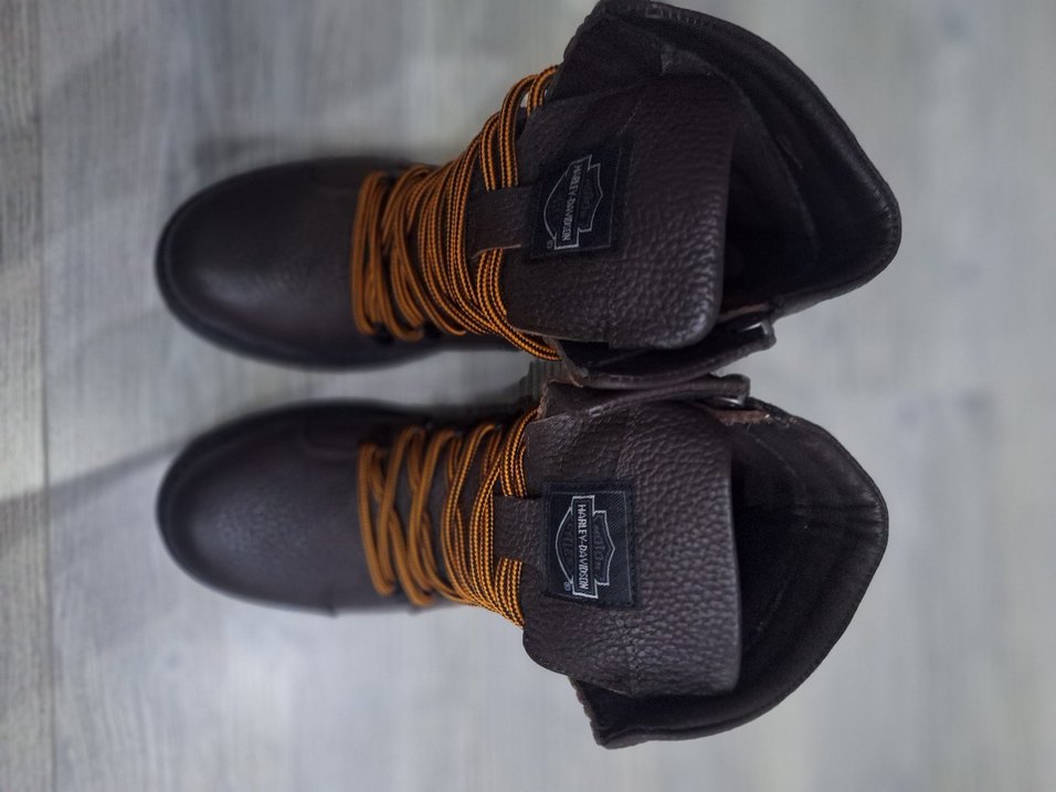 Harley davidson bot Orjinal Kahverengi deri, kemerli ve canlı - Görsel 4