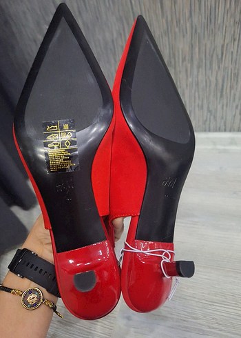 Kırmızı Tokalı Stiletto Kadın Ayakkabı - Görsel 6