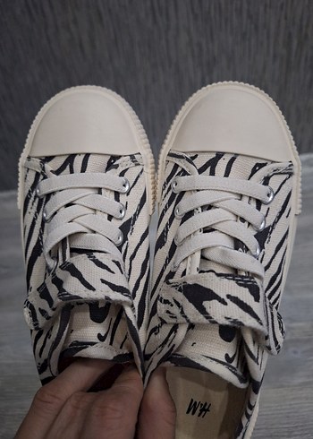 Zebra Desenli Yüksek Topuklu Kadın Spor Ayakkabı - Görsel 7