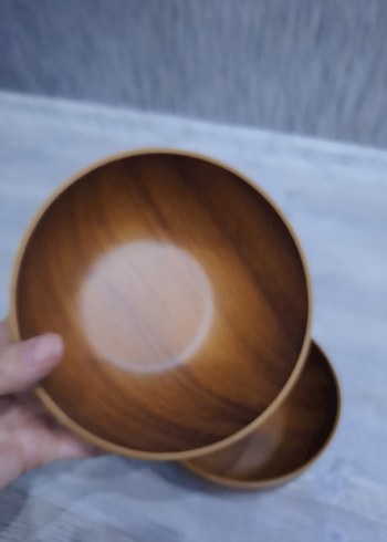 Parlak kahverengi ahşap kase seti - Görsel 8