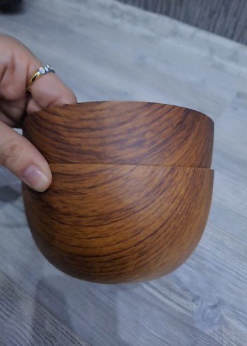 Parlak kahverengi ahşap kase seti - Görsel 3