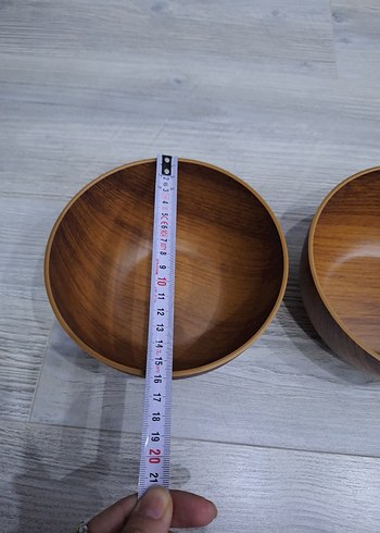 Parlak kahverengi ahşap kase seti - Görsel 2