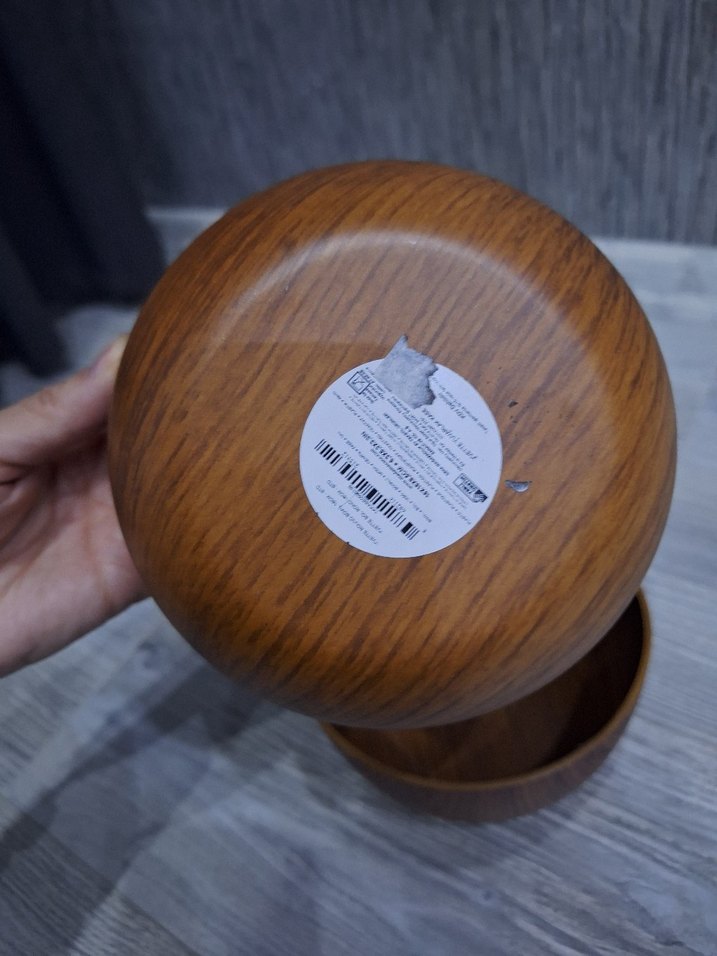 Parlak kahverengi ahşap kase seti - Görsel 5