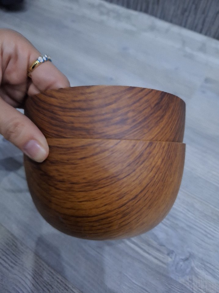 Parlak kahverengi ahşap kase seti - Görsel 3