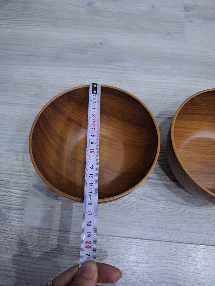 Parlak kahverengi ahşap kase seti - Görsel 2