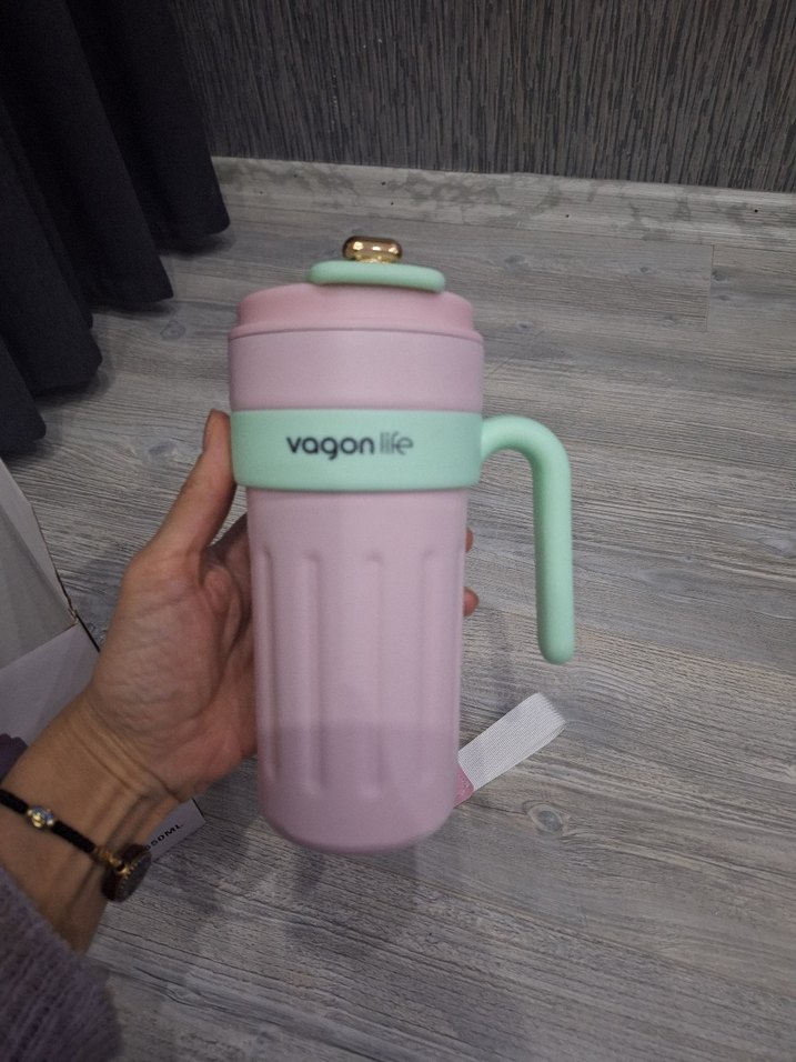 Vagonlife Pastel Pembe Çocuk Termos - Görsel 4