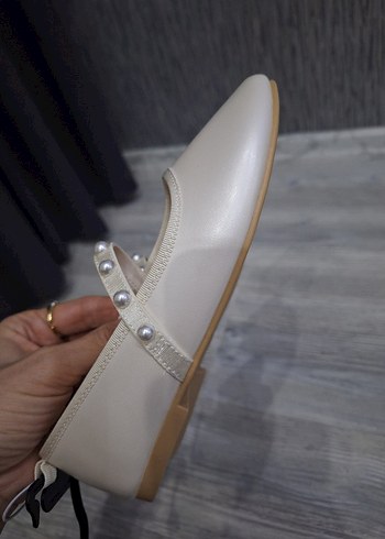 İnci Detaylı Beyaz Kız Çocuk Babet - Görsel 2