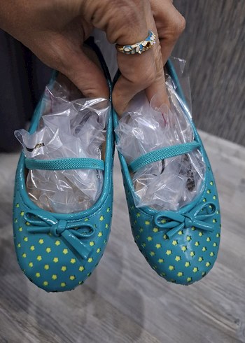 Turkuaz Puantiyeli Kız Babet Ayakkabı - Görsel 2