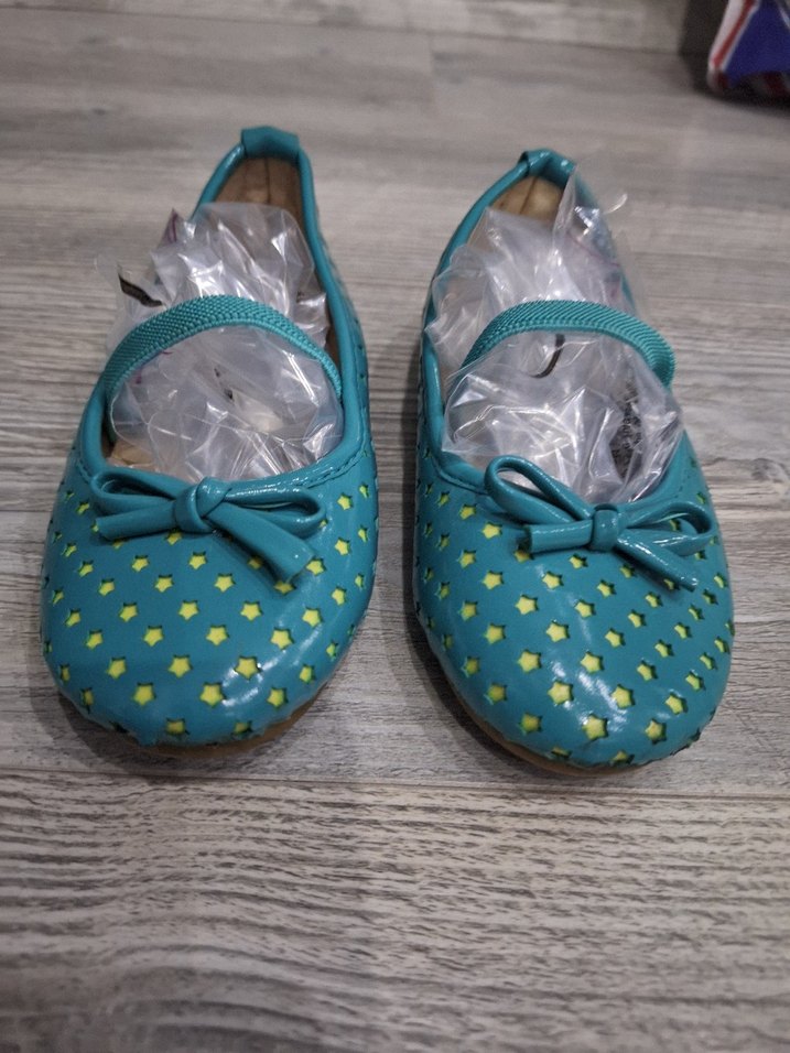 Turkuaz Puantiyeli Kız Babet Ayakkabı - Görsel 4