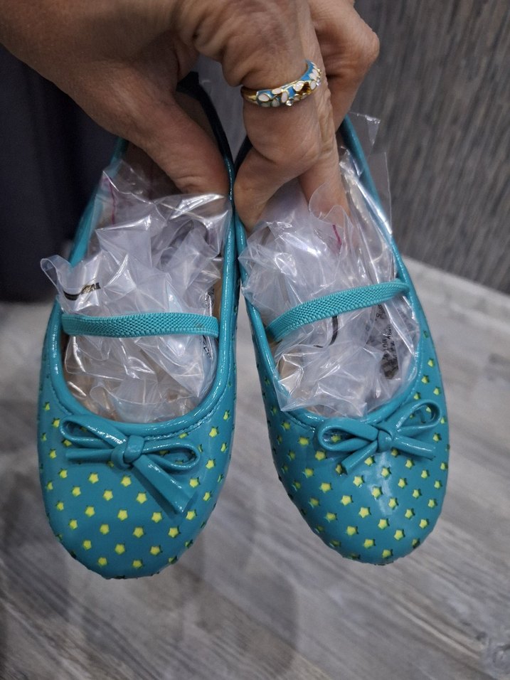 Turkuaz Puantiyeli Kız Babet Ayakkabı - Görsel 2