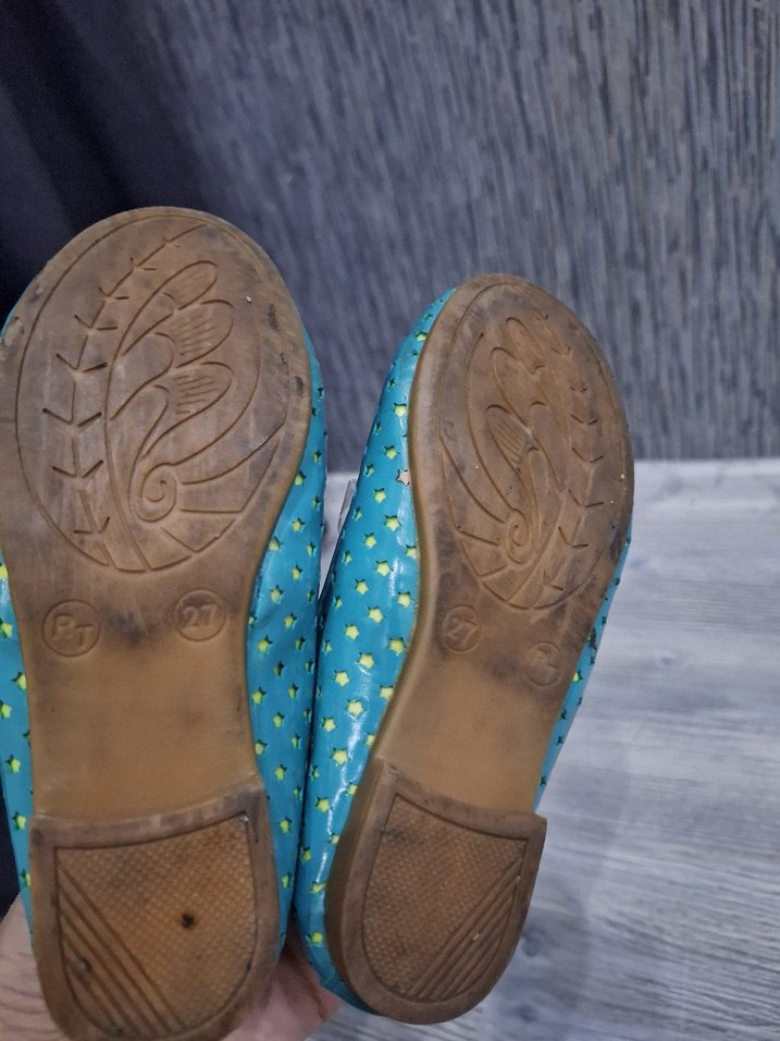 Turkuaz Puantiyeli Kız Babet Ayakkabı - Görsel 5