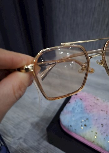Altın Renk Pastel Transparan Kadın Gözlüğü - Görsel 2