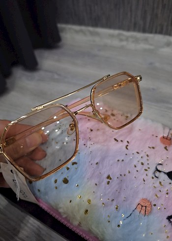 Altın Renk Pastel Transparan Kadın Gözlüğü - Görsel 8