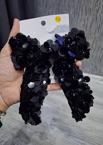 Siyah Payetli Gotik Saç Aksesuarı - Görsel 5