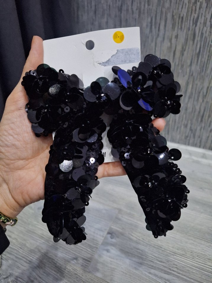 Siyah Payetli Gotik Saç Aksesuarı - Görsel 5