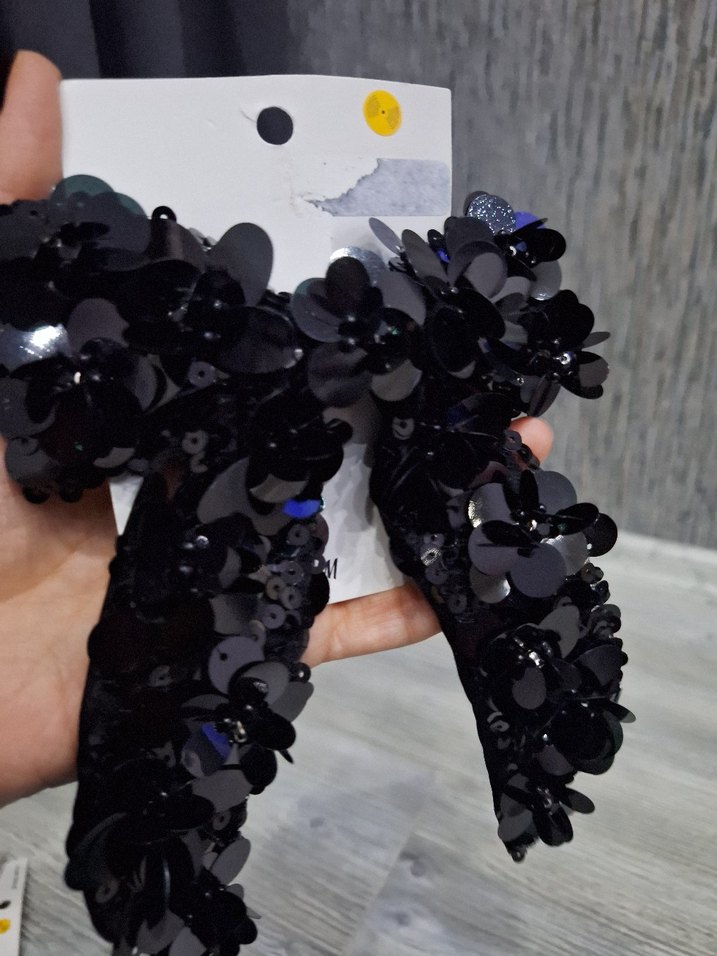 Siyah Payetli Gotik Saç Aksesuarı - Görsel 3