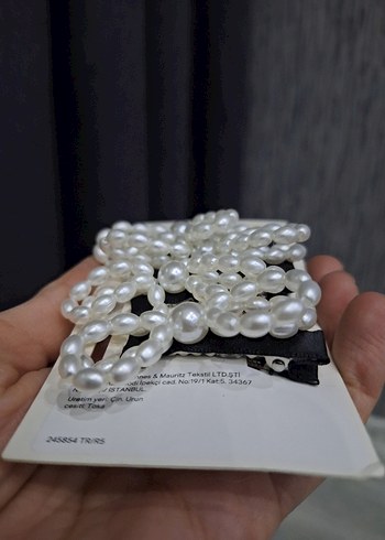 Beyaz Boncuklu Kadın Saç Aksesuarı - Görsel 3