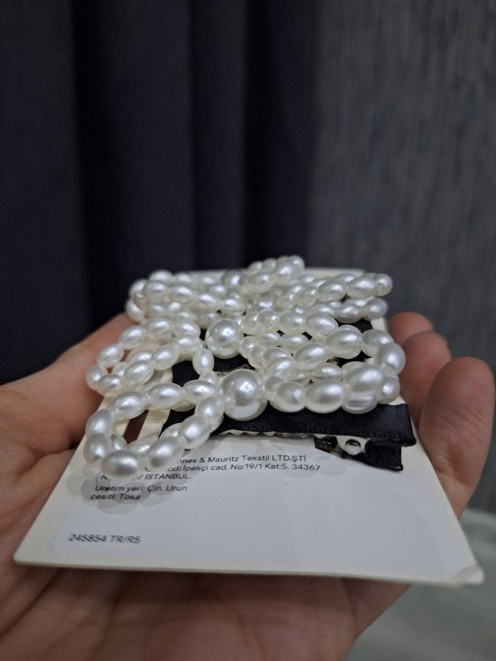 Beyaz Boncuklu Kadın Saç Aksesuarı - Görsel 3
