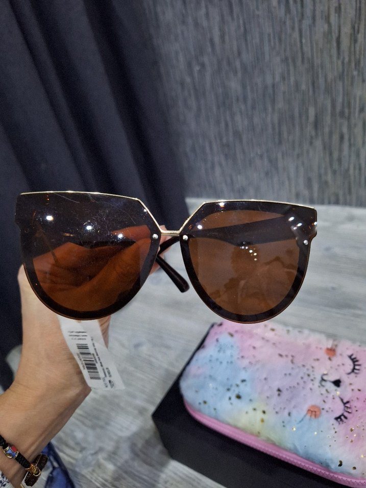 Parizyen Tarzı Parlak Kahverengi Kadın Güneş Gözlüğü - Görsel 2