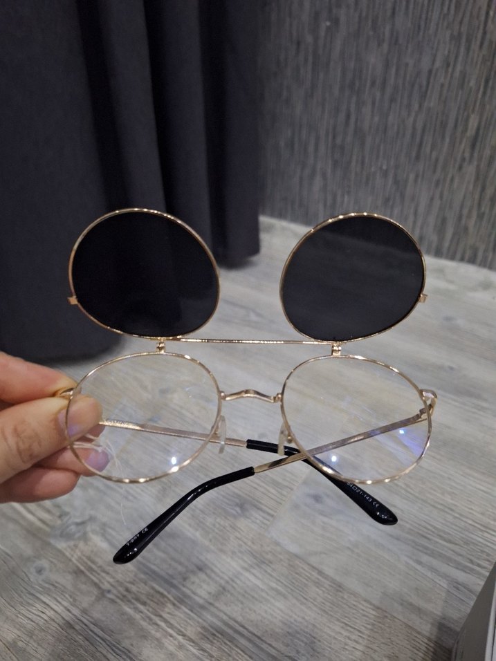 Kadın Altın Renk Yuvarlak Gözlük - Görsel 5