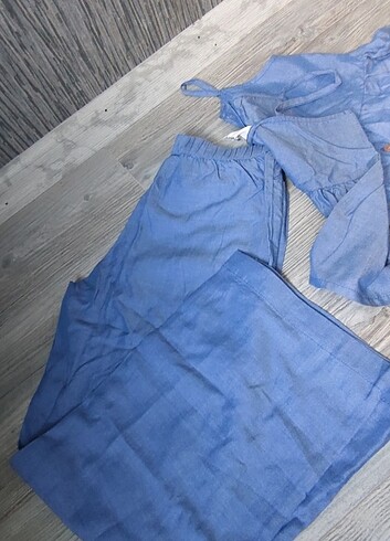 8 Yaş Beden mavi Renk H&M Takım İp askılı Pantolon 8-9 yaş