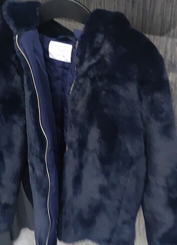 11-12 Yaş Beden lacivert Renk Zara Peluş Tülü Mont Lacivert 11-12 yaş