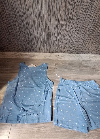 8 Yaş Beden mavi Renk H&M pijama Takımı Kumaşı penye incecik