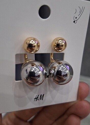 H&M Halkalı Küpe çok şık küpe salantılı 