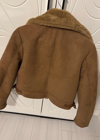 Kahverengi Süet Kadın Kürklü Ceket - Görsel 3