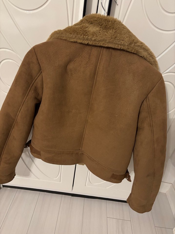 Kahverengi Süet Kadın Kürklü Ceket - Görsel 3