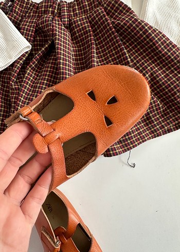 Kız Çocukları İçin Kahverengi Deri Babet - Görsel 3