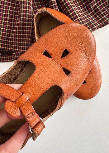 Kız Çocukları İçin Kahverengi Deri Babet - Görsel 2