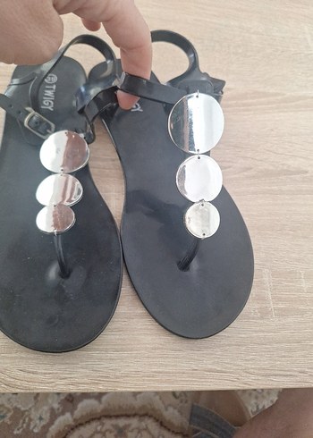 Siyah Parlak Bohem Stiletto Kadın Sandalet