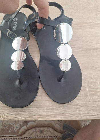 Twigy Siyah Parlak Bohem Stiletto Kadın Sandalet