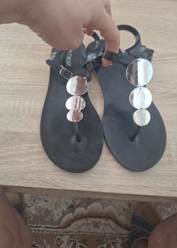 39 Beden Siyah Parlak Bohem Stiletto Kadın Sandalet