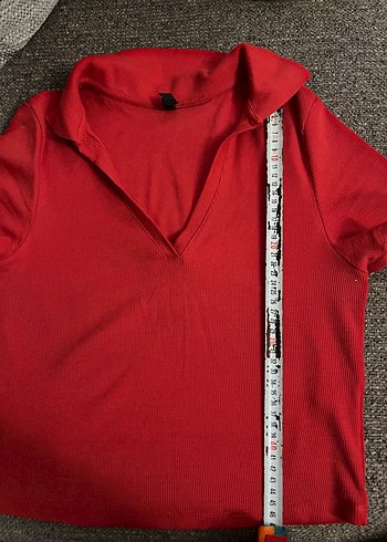 Defacto Kırmızı V-Yaka Polo Tişört - Görsel 6