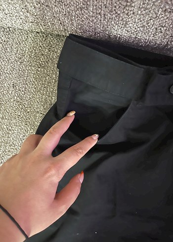 Kadın Siyah Kemerli Midi Kumaş Pantolon - Görsel 6