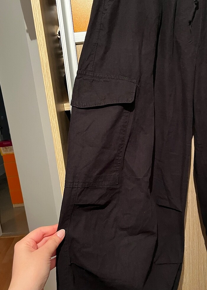 Siyah Kargo Pantolon - Görsel 4