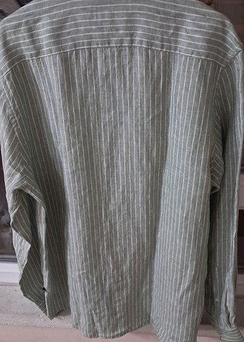 Nautica Erkek Yeşil Keten Çizgili Gömlek Etiketli - Görsel 4