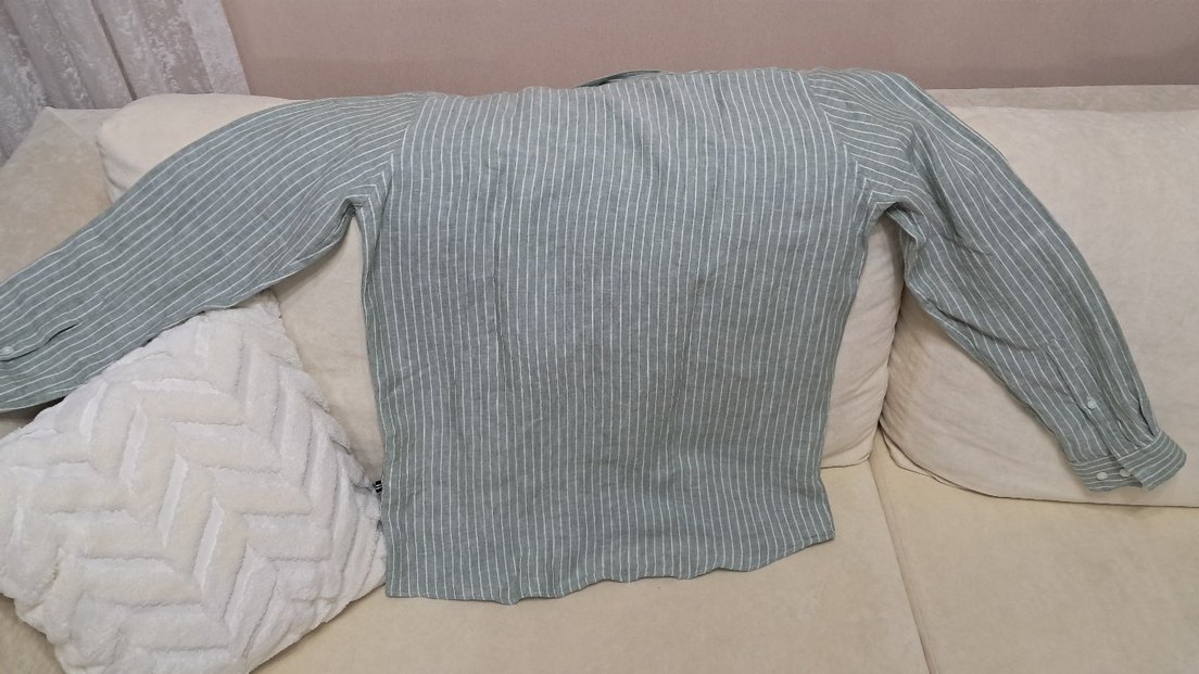 Nautica Erkek Yeşil Keten Çizgili Gömlek Etiketli - Görsel 5