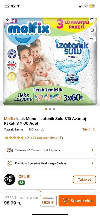 Islak mendil bebek bezi giysi yastık scooter