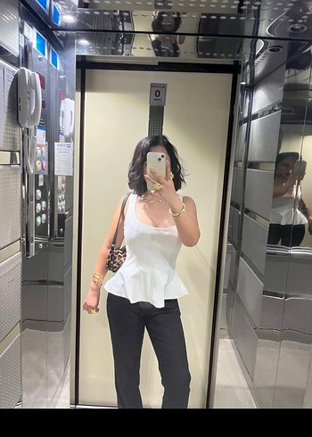 Beyaz Yılan Desenli Pamuklu Straplez Kadın Yelek