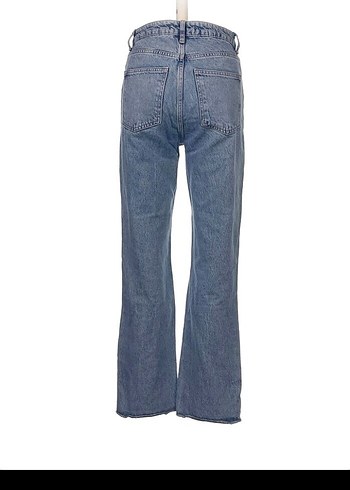 Zara Düğmeli Mavi Midi Kadın Denim Pantolon
