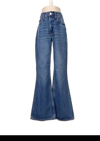 Zara Yuksek Bel Mavi Denim Jean